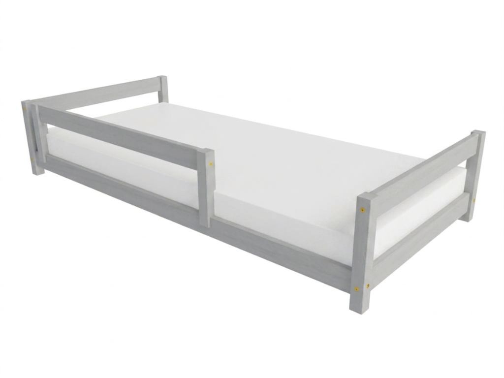 Levně Benlemi Dětské dřevěné jednolůžko se dvěma čely LUCKY Zvolte barvu: Světle šedá, Zvolte rozměr: 120x180 cm, Zvolte zábranu: S přední zábranou