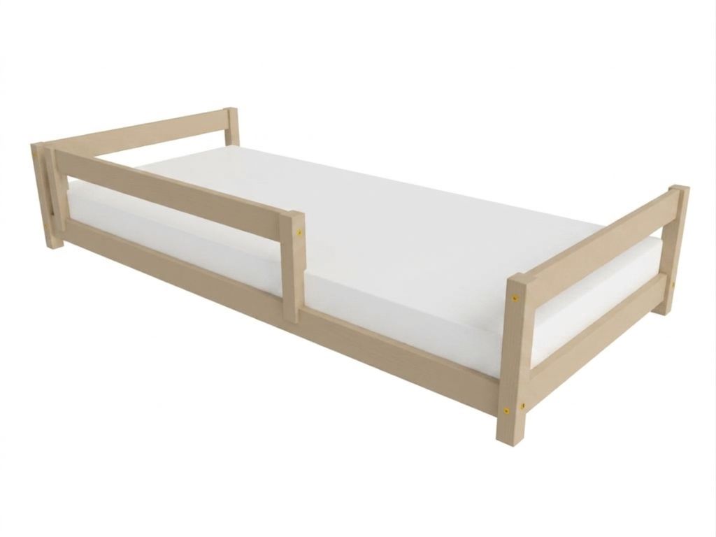 Levně Benlemi Dětské dřevěné jednolůžko se dvěma čely LUCKY Zvolte barvu: Béžová, Zvolte rozměr: 120x180 cm, Zvolte zábranu: S přední zábranou
