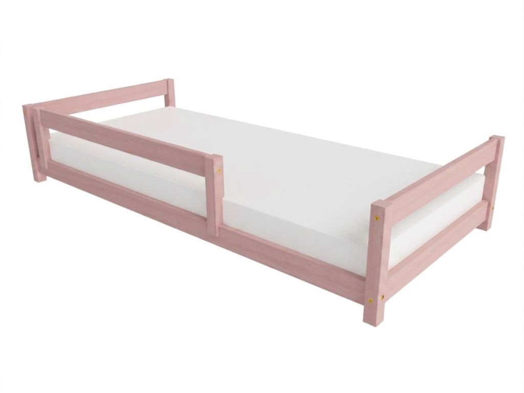 Levně Benlemi Dětské dřevěné jednolůžko se dvěma čely LUCKY Zvolte barvu: Pastelově růžová, Zvolte rozměr: 120x180 cm, Zvolte zábranu: S přední zábranou