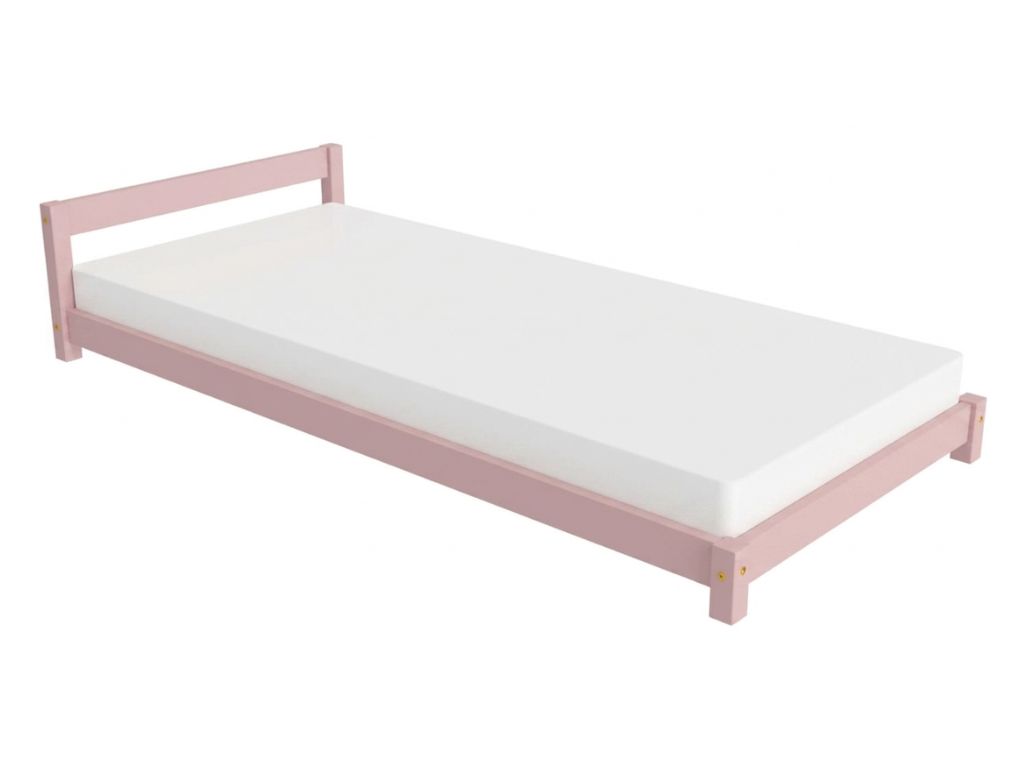 Levně Benlemi Dětská jednolůžková postel s čelem LUCKY Zvolte barvu: Pastelově růžová, Zvolte rozměr: 90x190 cm, Zvolte zábranu: S otevřeným vstupem
