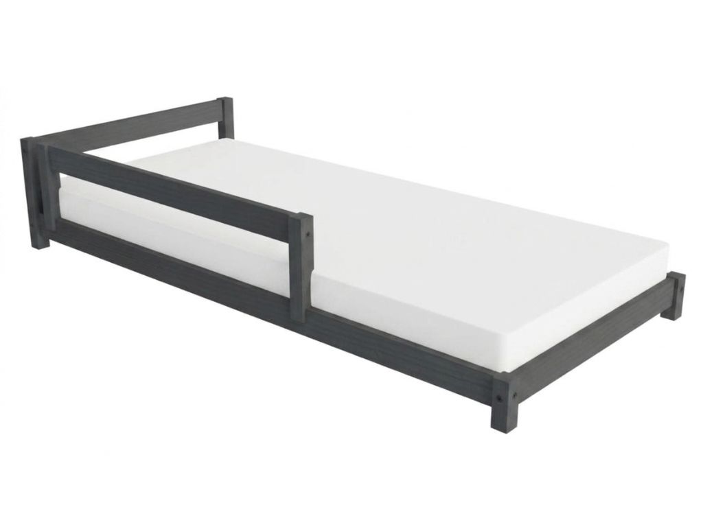 Levně Benlemi Dětská jednolůžková postel s čelem LUCKY Zvolte barvu: Tmavě šedá, Zvolte rozměr: 120x200 cm, Zvolte zábranu: S přední zábranou