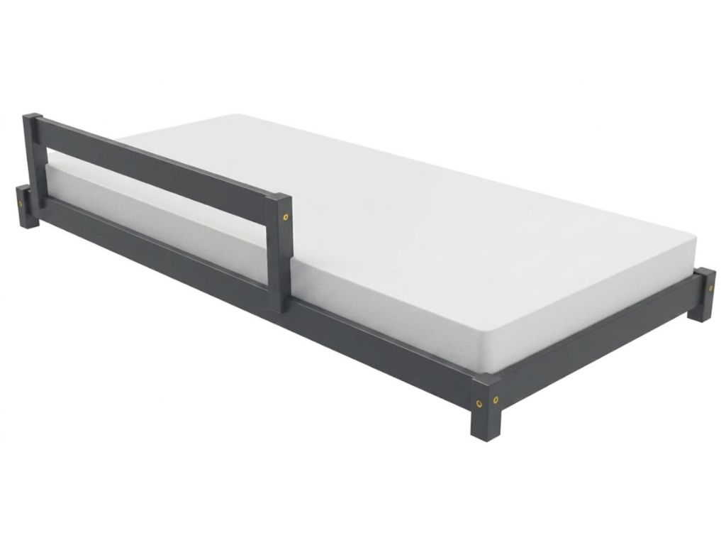 Levně Benlemi Dřevěné dětské jednolůžko LUCKY Zvolte barvu: Tmavě šedá, Zvolte rozměr: 120x180 cm, Zvolte zábranu: S přední zábranou