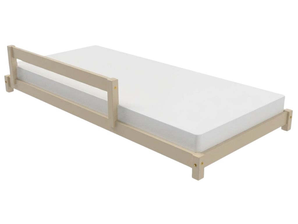 Levně Benlemi Dřevěné dětské jednolůžko LUCKY Zvolte barvu: Béžová, Zvolte rozměr: 80x160 cm, Zvolte zábranu: S přední zábranou