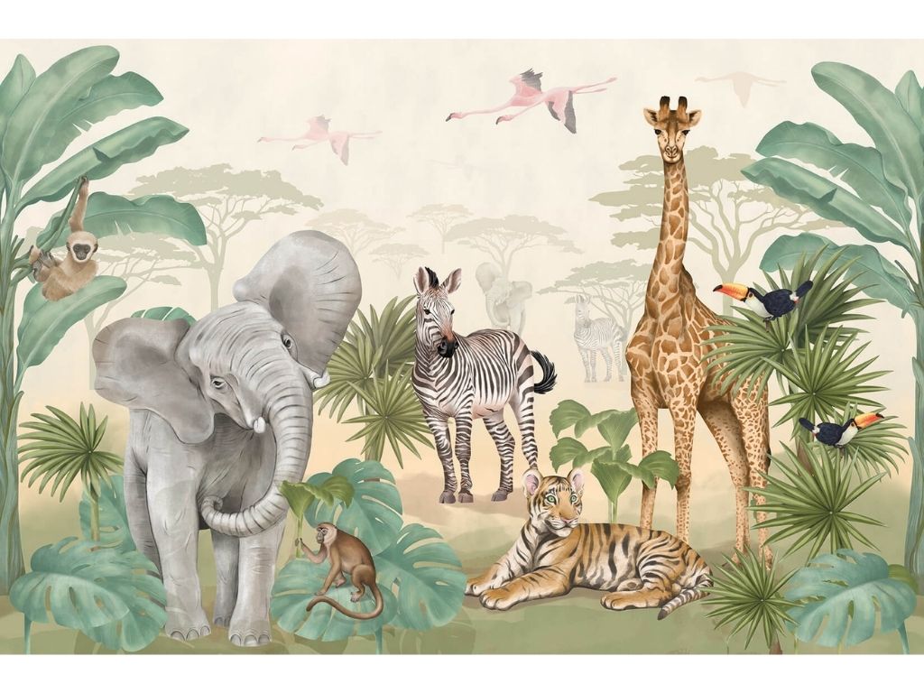 Levně Velkoplošná tapeta mural SAFARI do dětského pokoje