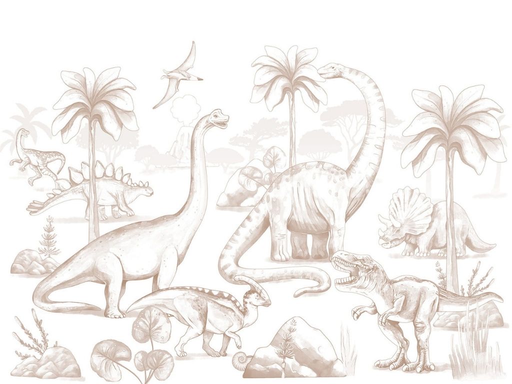 Levně Velkoplošná tapeta mural DINOSAUŘI do dětského pokoje