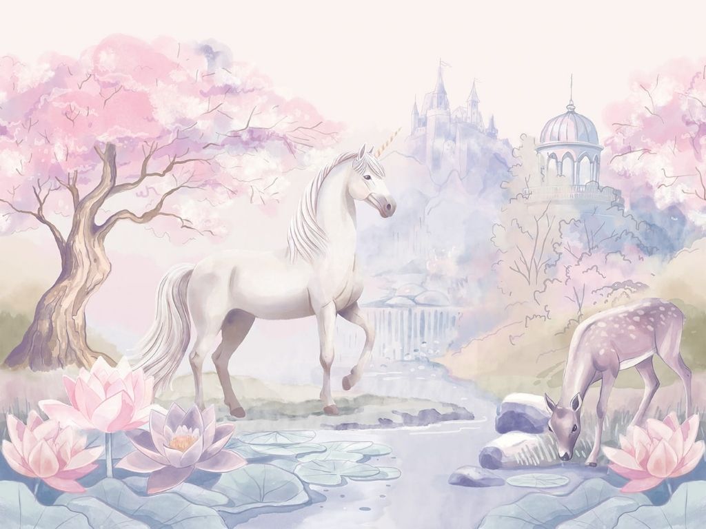 Levně Velkoplošná tapeta mural JEDNOROŽEC do dětského pokoje