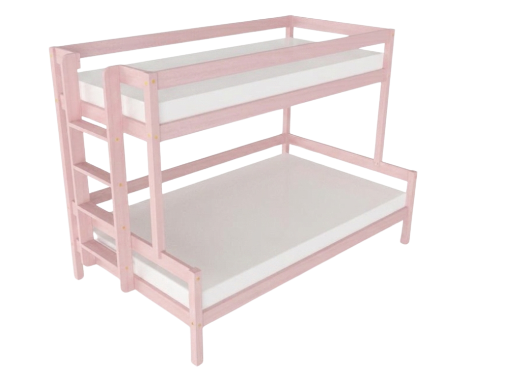 Levně Benlemi Patrová postel LUCKY s bočním žebříkem 90x200, 120x200 cm Zvolte barvu: Pastelově růžová, Zvolte šuplík: Bez šuplíku, Zvolte stranu: Vlevo