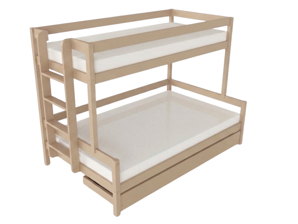 Levně Benlemi Patrová postel LUCKY s bočním žebříkem 90x200, 120x200 cm Zvolte barvu: Béžová, Zvolte šuplík: Úložný šuplík, Zvolte stranu: Vlevo