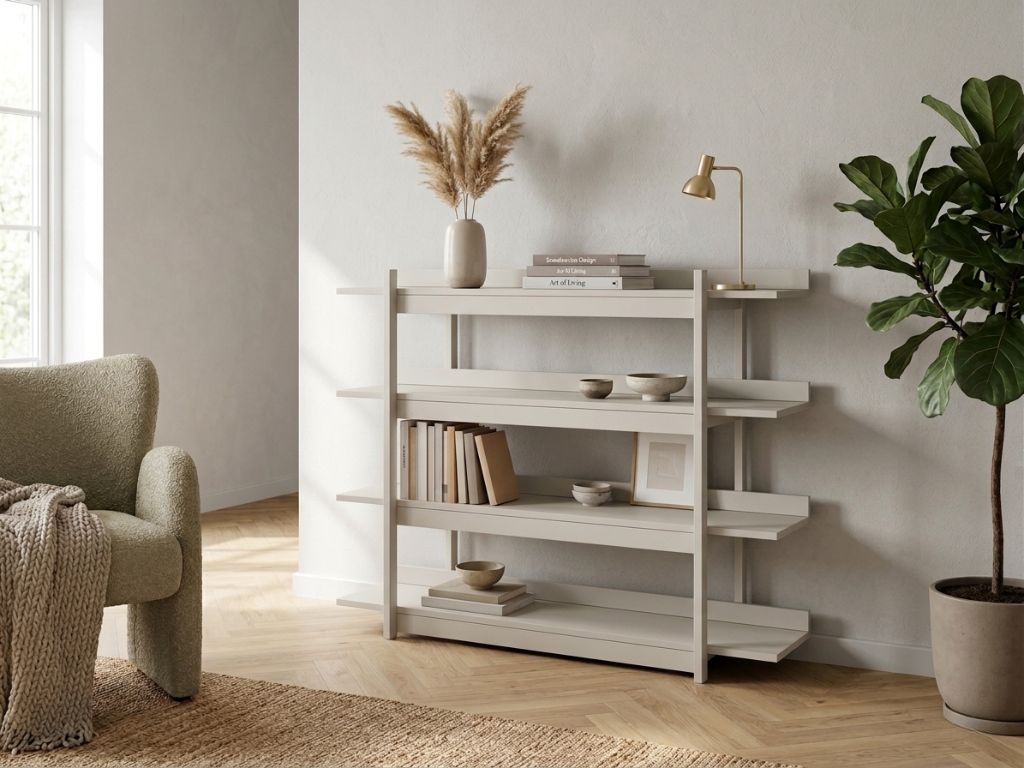 Levně Dřevěná nástěná knihovna FRAME kašmírová