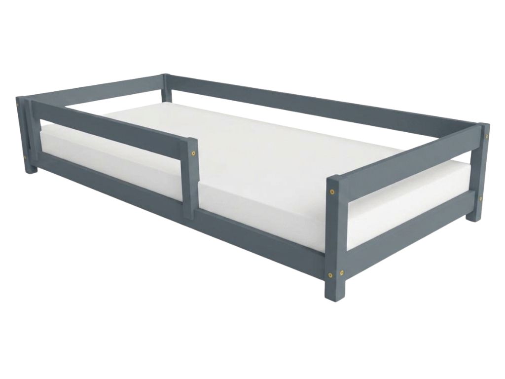 Levně Benlemi Dětská postel LUCKY se zábranou Zvolte barvu: Tmavě šedá, Zvolte rozměr: 120x180 cm, Zvolte zábranu: S přední zábranou