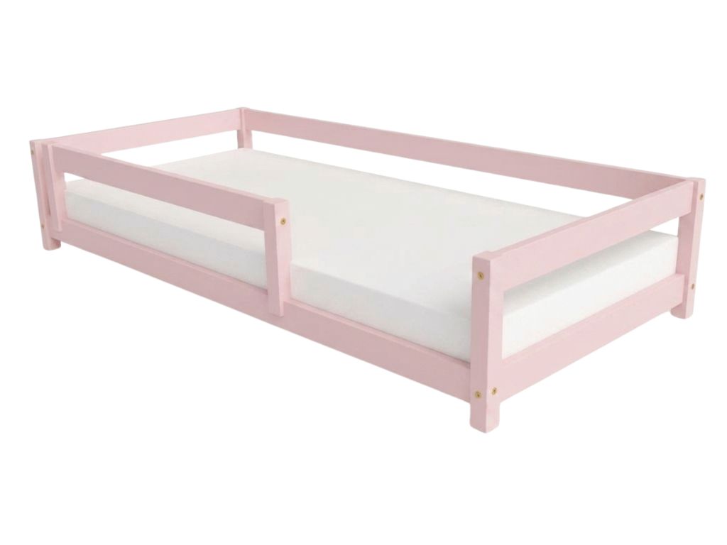 Levně Benlemi Dětská postel LUCKY se zábranou Zvolte barvu: Pastelově růžová, Zvolte rozměr: 120x180 cm, Zvolte zábranu: S přední zábranou
