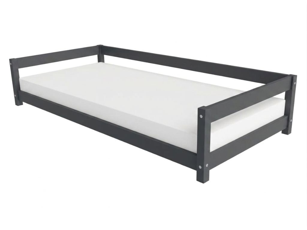 Levně Benlemi Dětská postel LUCKY se zábranou Zvolte barvu: Tmavě šedá, Zvolte rozměr: 120x180 cm, Zvolte zábranu: S otevřeným vstupem