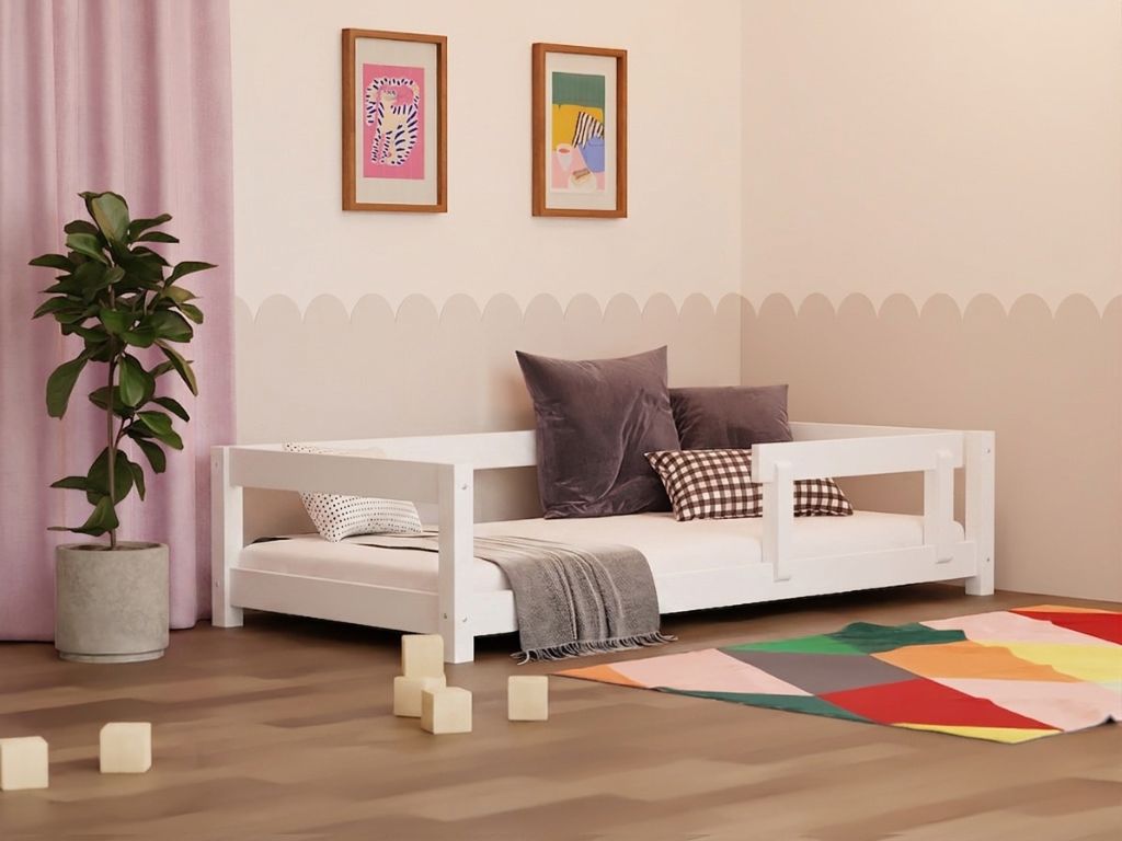 Levně Benlemi Dětská postel STUDY se zábranou BÍLÁ Zvolte rozměr: 120x200 cm, Zvolte zábranu: S jednou zábranou