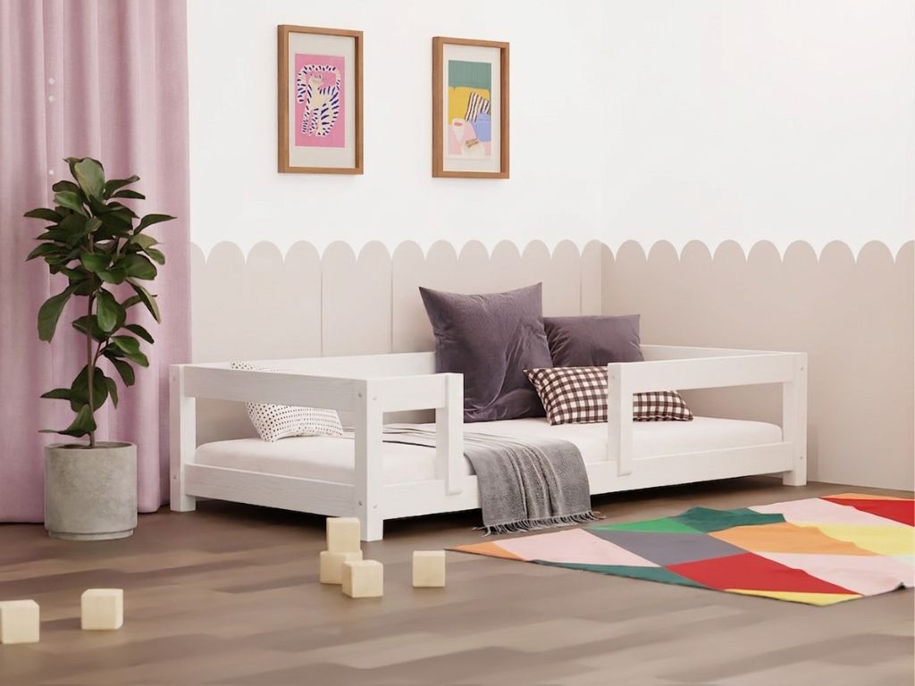 Levně Benlemi Dětská postel STUDY se zábranou BÍLÁ Zvolte rozměr: 90x200 cm, Zvolte zábranu: Se dvěma zábranami