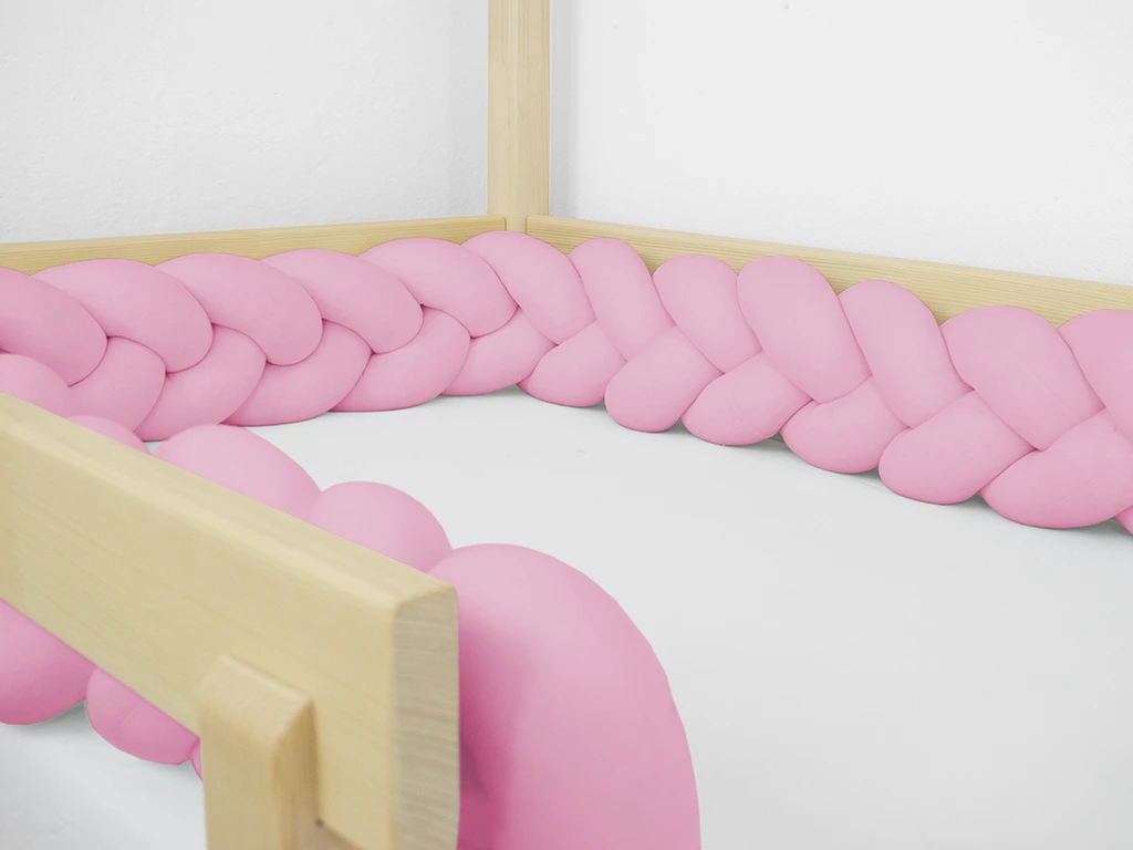 Levně Benlemi Bavlněný mantinel pletený do copu ze 3 pramenů, 200 cm RŮŽOVÝ