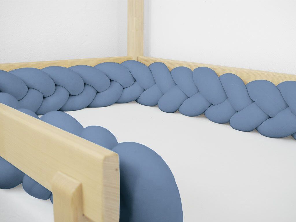 Levně Benlemi Bavlněný mantinel pletený do copu ze 3 pramenů, 200 cm MODRÝ