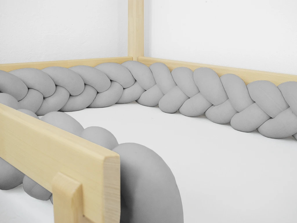 Levně Benlemi Bavlněný mantinel pletený do copu ze 3 pramenů, 250 cm ŠEDÝ