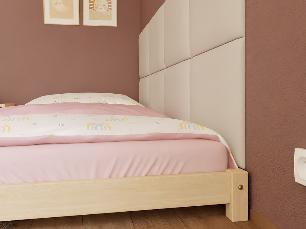 Benlemi Jednolůžko LUCKY 90x200 cm s obdélníkovými panely 8 ks Zvolte barvu panelu: Krémová (obrázek 3)