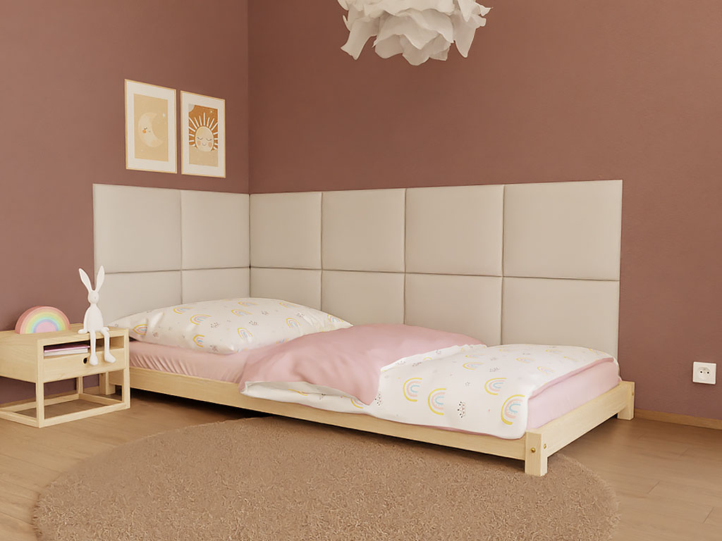 Levně Benlemi Jednolůžko LUCKY 90x200 cm s obdélníkovými panely 12 ks Zvolte barvu panelu: Béžová