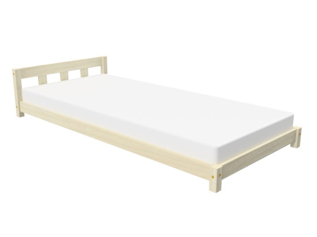 Benlemi Jednolůžková postel Plotty s jedním čelem Zvolte barvu: Nelakovaná, Zvolte rozměr: 120x190 cm, Zvolte zábranu: S otevřeným vstupem