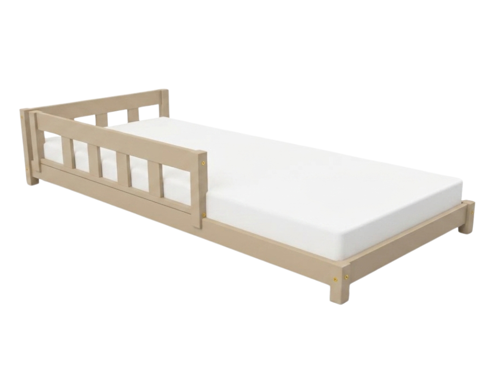 Benlemi Jednolůžková postel Plotty s jedním čelem Zvolte barvu: Béžová, Zvolte rozměr: 80x190 cm, Zvolte zábranu: S přední zábranou