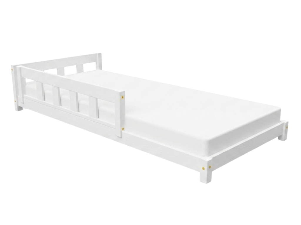 Benlemi Jednolůžková postel Plotty s jedním čelem Zvolte barvu: Bílá, Zvolte rozměr: 90x180 cm, Zvolte zábranu: S přední zábranou