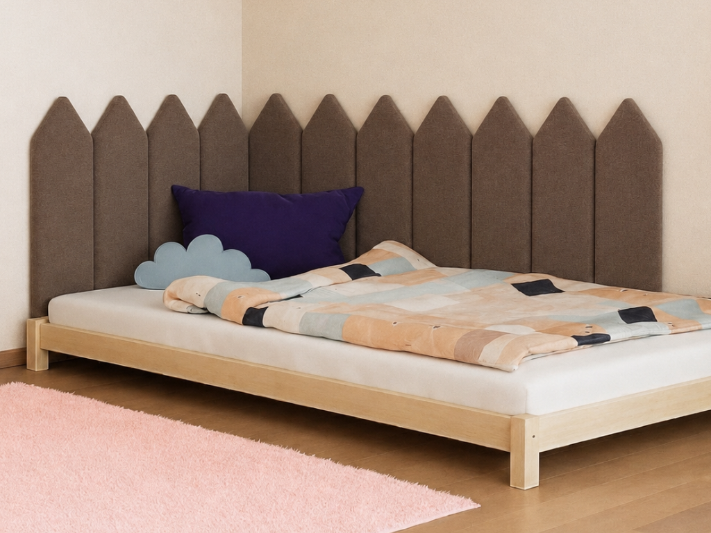 Čalouněný panel na zeď ve tvaru plotku VELUR Zvolte barvu: Smetanová, Zvolte rozměr: 20x100 cm, Uchycení na zeď: Bez uchycení (možnost použití lepidl…