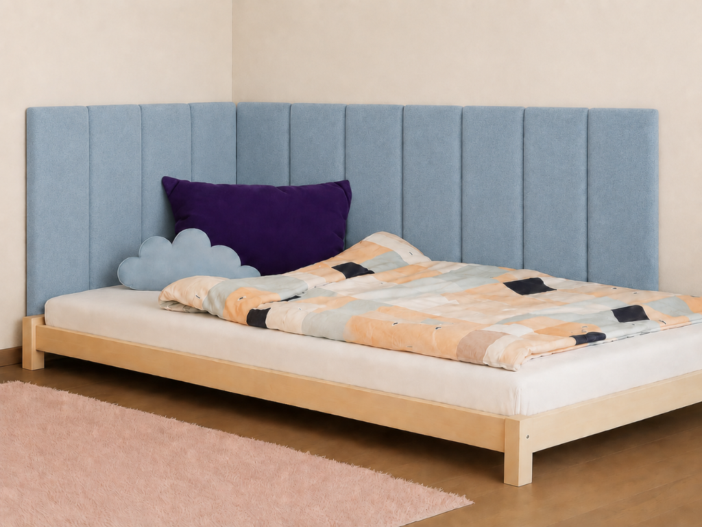 Rovný čalouněný panel na zeď PLYŠ Zvolte barvu: Smetanová, Zvolte rozměr: 20x100 cm, Uchycení na zeď: Bez uchycení (možnost použití lepidla)