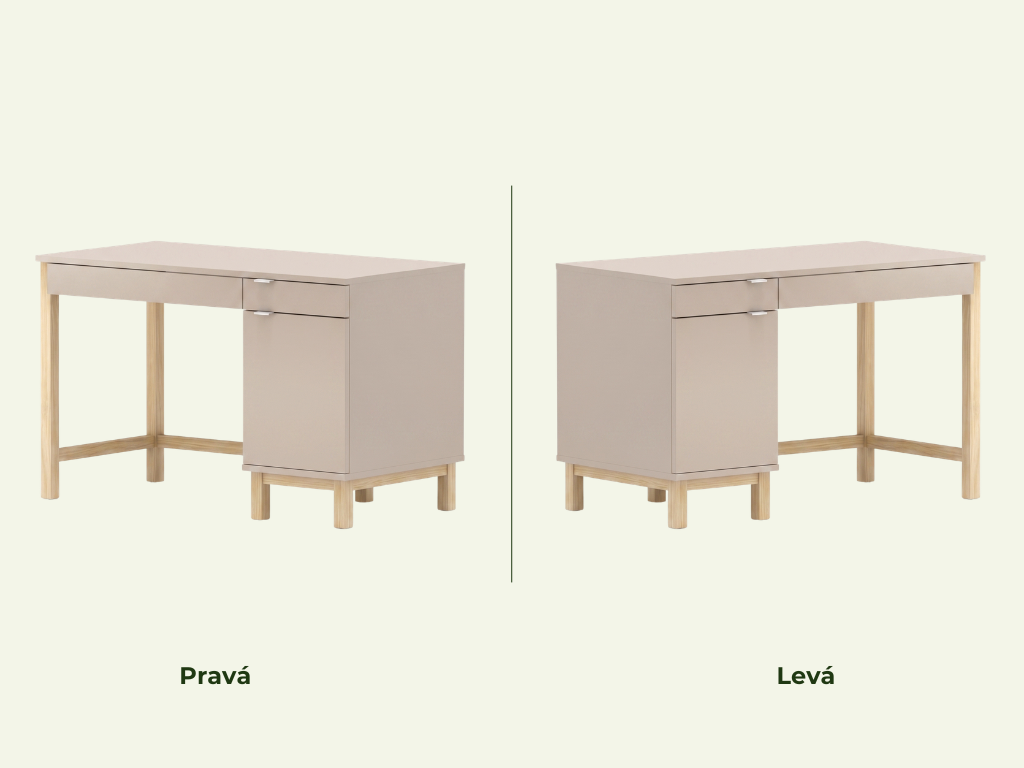 Dětský psací stůl MODEL se šuplíky a skříňkou Zvolte barvu: Bílá s bílým úchytem, Zvolte stranu: Pravá (obrázek 5)