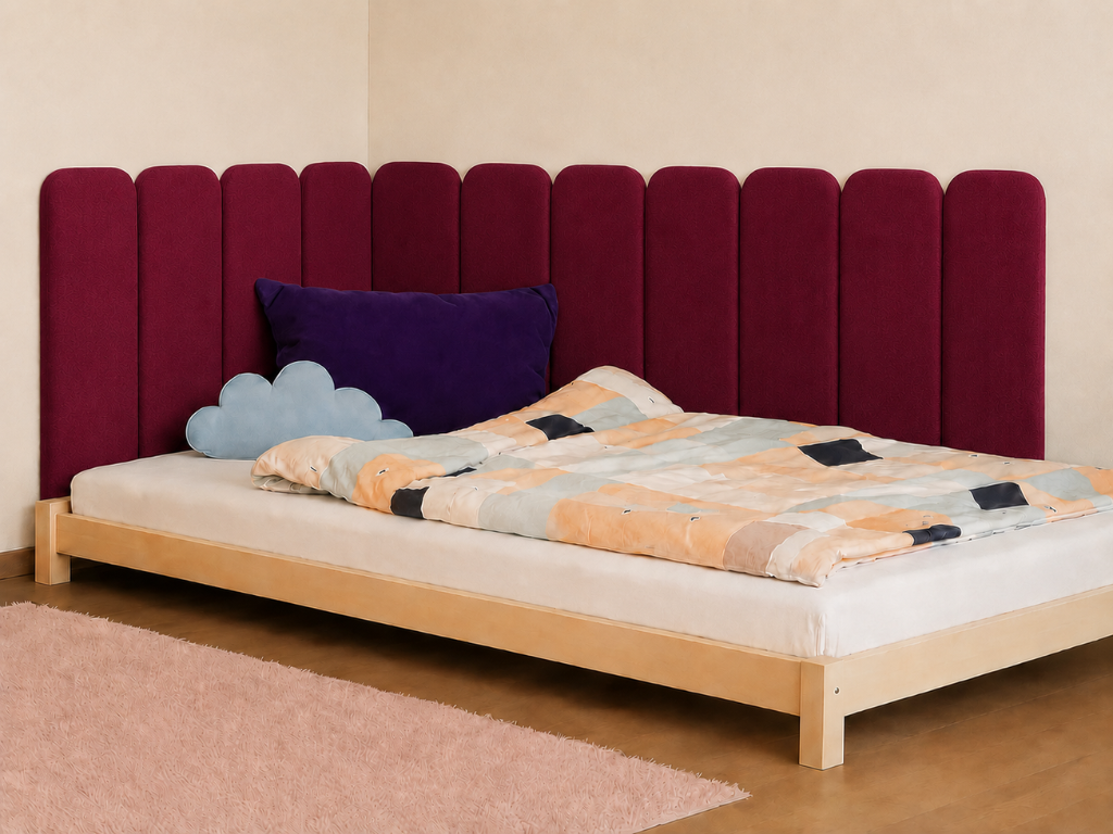 Rovný čalouněný panel na zeď VELVET se zaoblenými rohy Zvolte barvu: Petrolejová, Zvolte rozměr: 30x100 cm, Uchycení na zeď: Bez uchycení (možnost po…