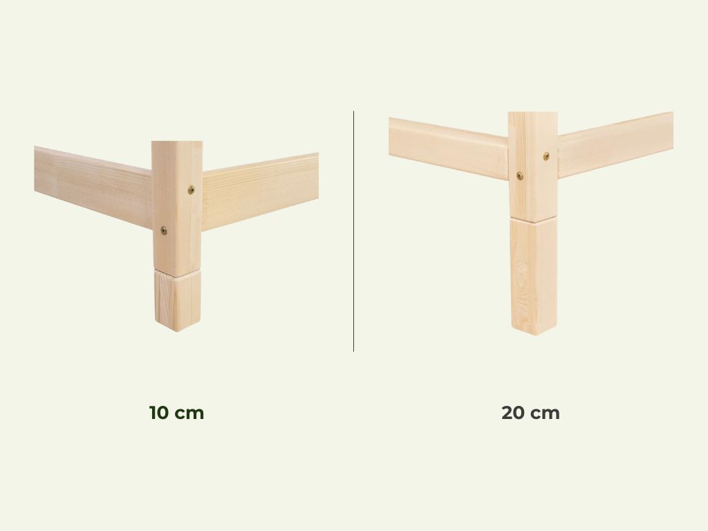 Benlemi Sada přídavných nohou FOOTS Zvolte barvu: Nelakovaná, Zvolte rozměr: 10 cm, Zvolte variantu: Pro postele o šířce do 120 cm (4 ks) (obrázek 3)