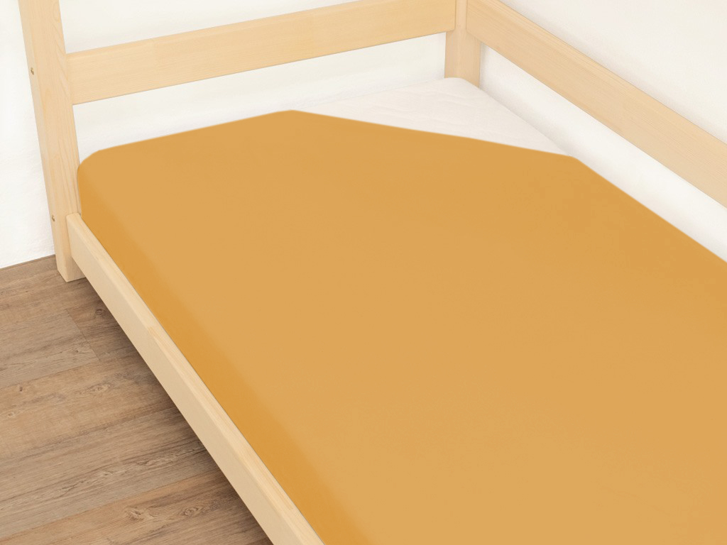 Levně Benlemi Jednolůžkové prostěradlo JERSEY z bavlny Zvolte barvu: Hořčicová, Zvolte rozměr: 120 x 160 cm