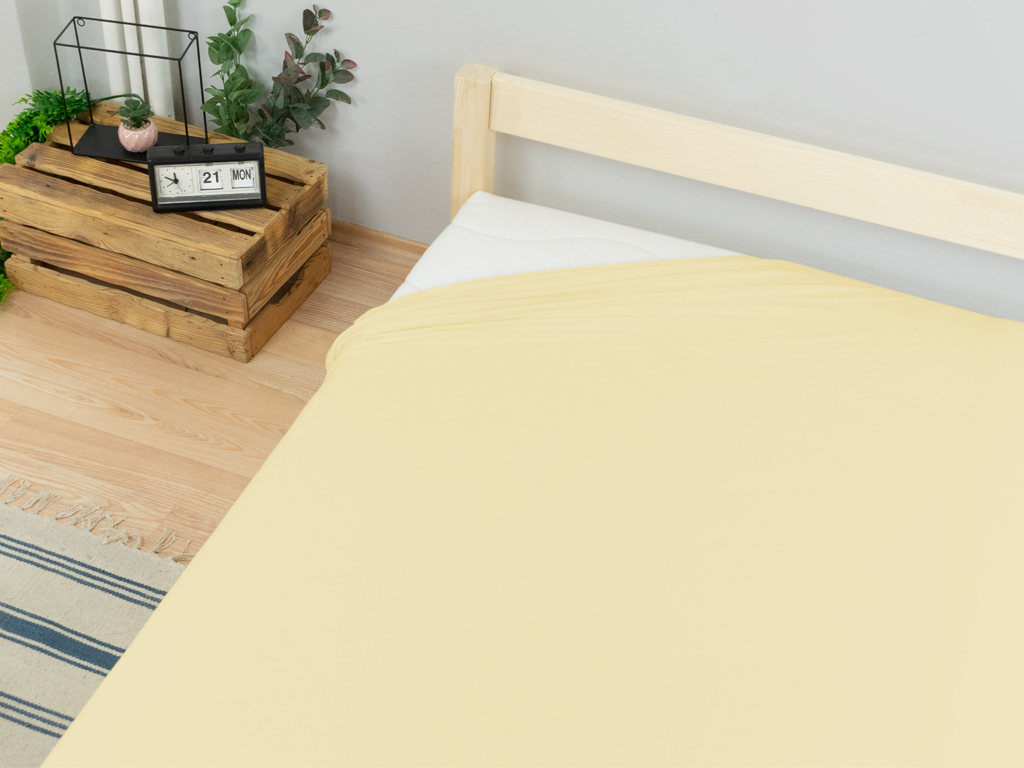 Levně Benlemi Dvoulůžkové prostěradlo JERSEY z bavlny Zvolte barvu: Vanilková, Zvolte rozměr: 160 x 200 cm