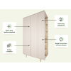 Designová šatní skříň s otevřeným regálem BASIC kašmírová