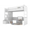 Bílá vyvýšená postel SIMONE s úložnými schody a policí 90x200 cm (Zvolte stranu Vpravo)